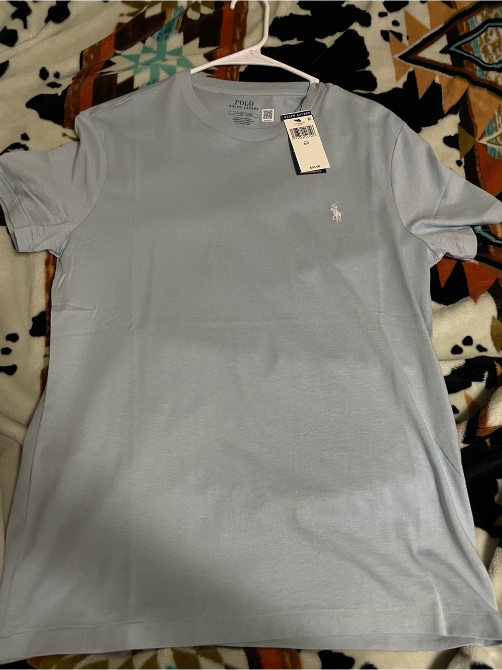 Ralph Lauren Pale Blue Crew Neck Short Sleeve Tee with Embroidered Pony